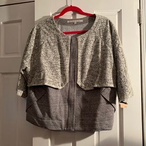 Rachel Roy gray and floral lace jacket